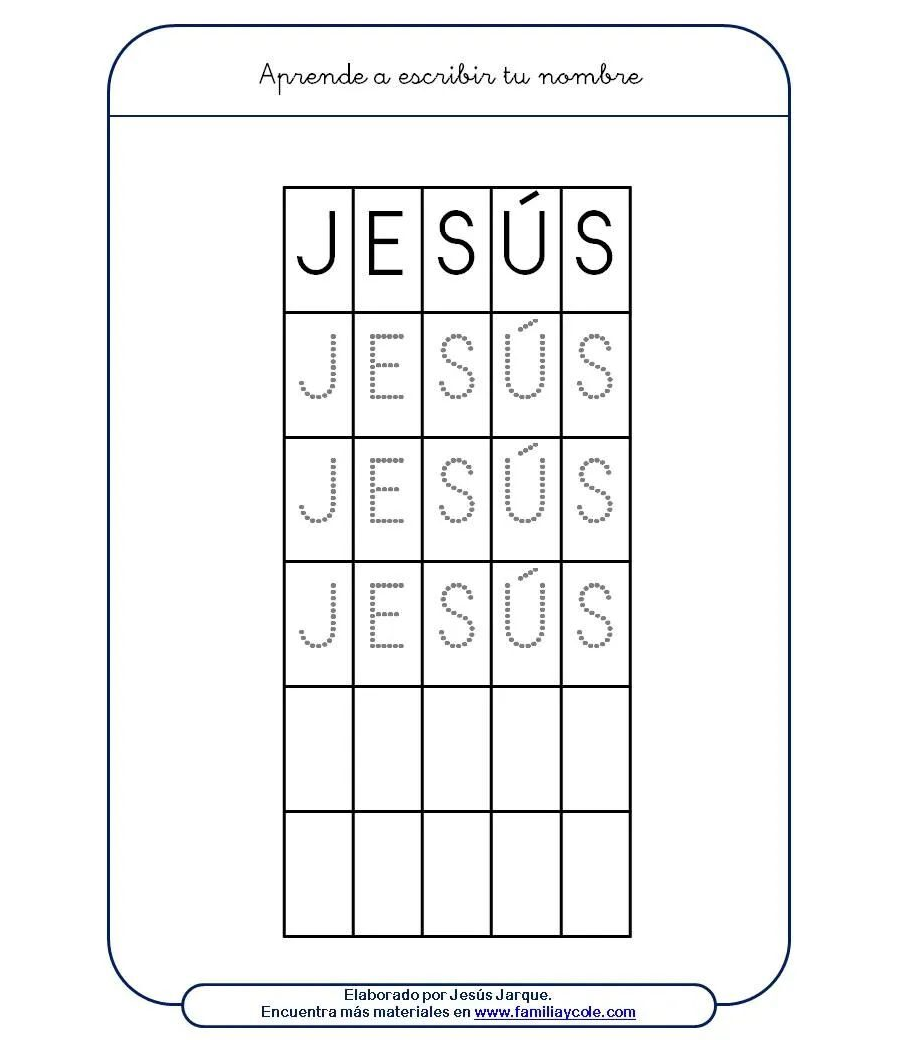 Fichas de Jesús para escribir 2