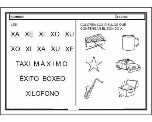 Fichas de la X para imprimir 1