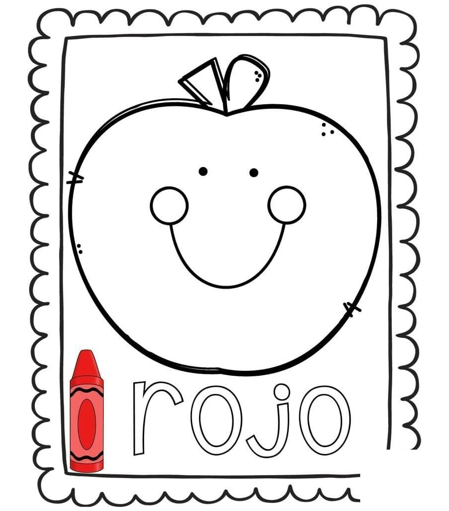 Ficha de color rojo para niños de tres años 3