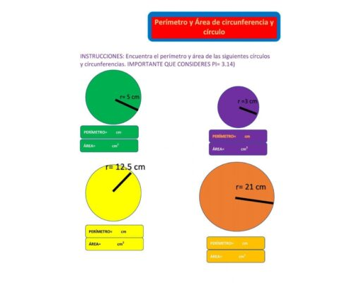 Área y perímetro de círculos 1
