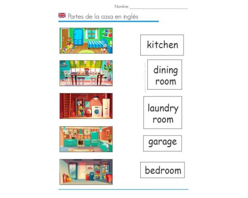 Fichas de las partes de la casa en inglés