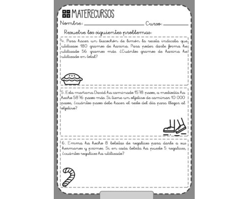Fichas de repaso 4 primaria de Matemáticas 3