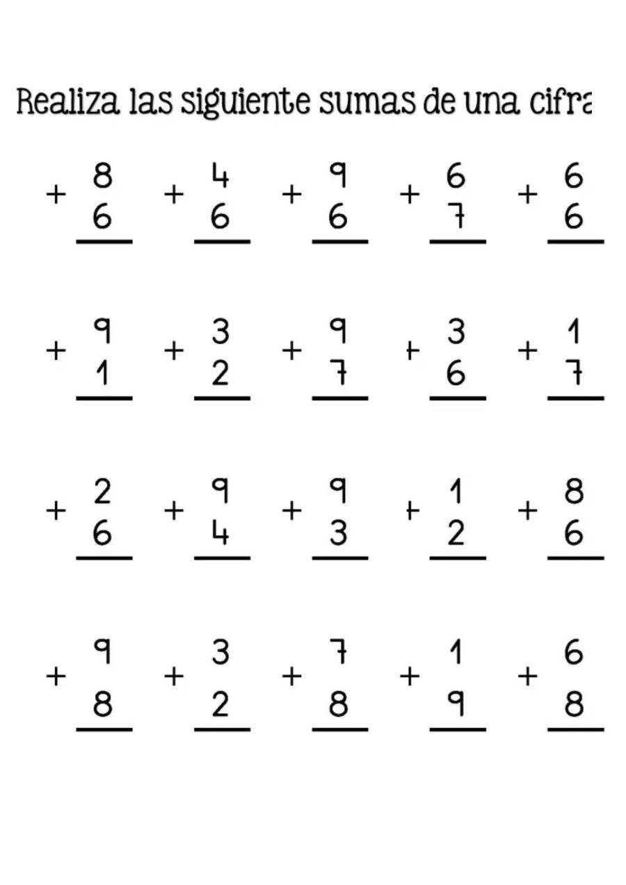 Fichas de Matemáticas 1 Primaria Operaciones Básicas 2