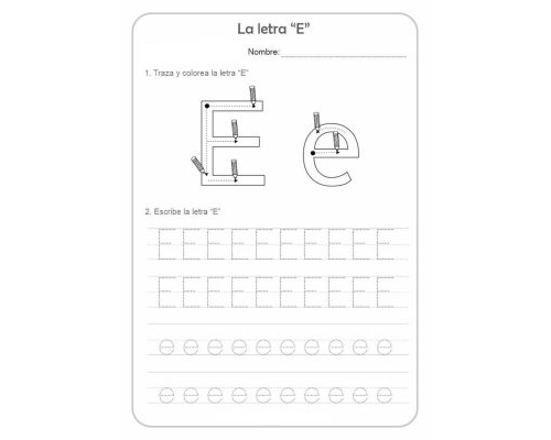 Fichas de la E para imprimir 2