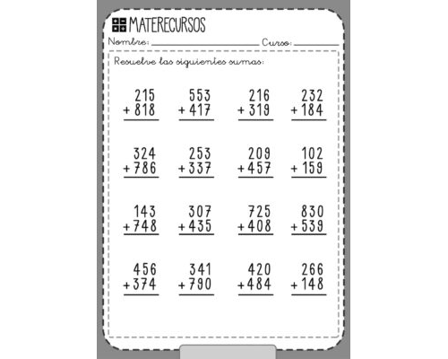 Sumas con números de tres cifras 1