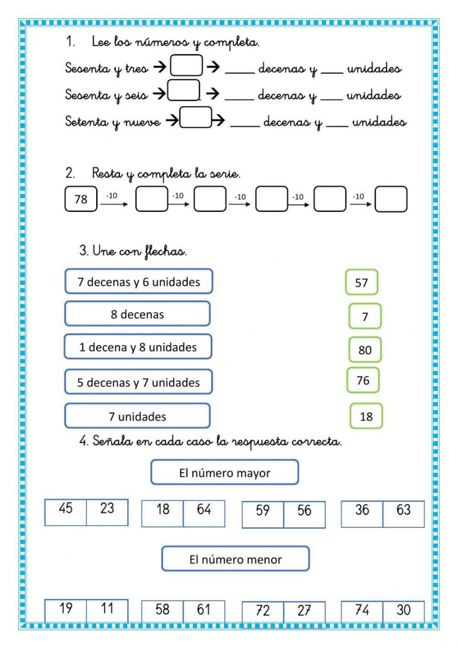 Actividades de repaso en matemáticas 1