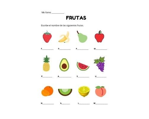Fichas de frutas y verduras