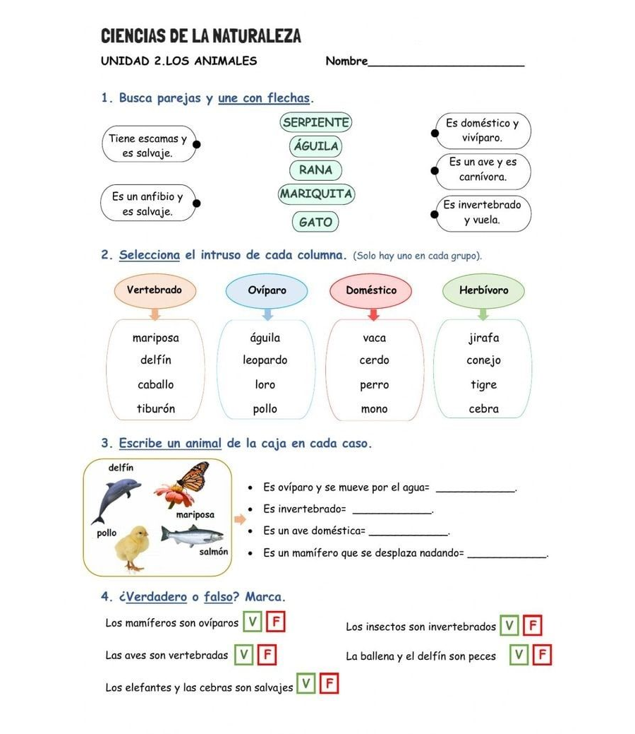 Conocimiento sobre animales y plantas en fichas de naturales 3