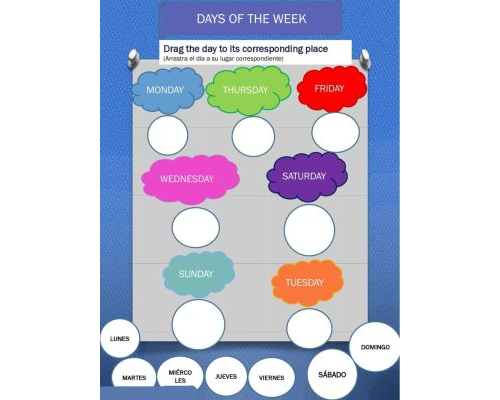 Creación de fichas dias de la semana en ingles interactivas en línea 1