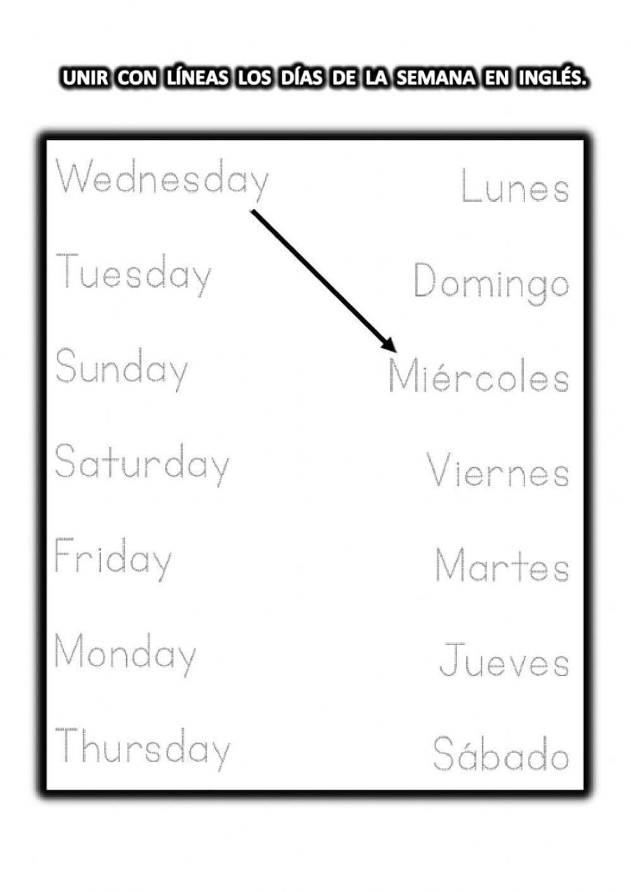 Creación de fichas dias de la semana en ingles interactivas en línea 2