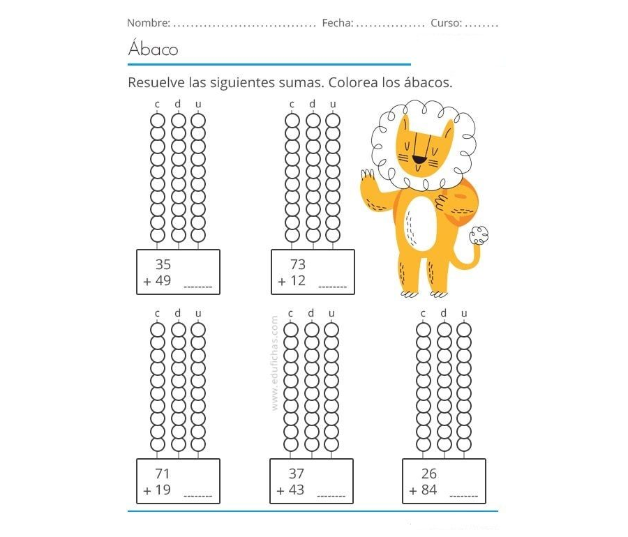 Ejemplos de fichas de matemáticas para imprimir 3