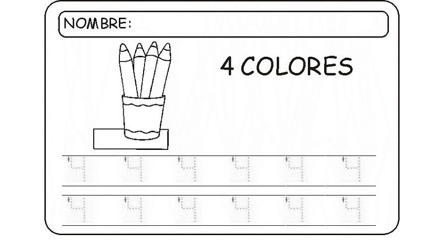 Ejercicios de contar y reconocer la cantidad del número 4 2