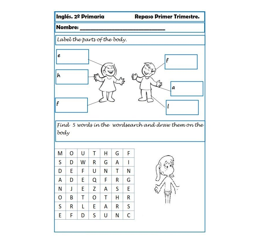 Ejercicios de inglés para segundo grado de primaria 1