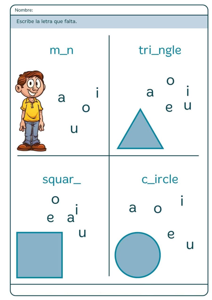 Ejercicios de inglés para segundo grado de primaria 2