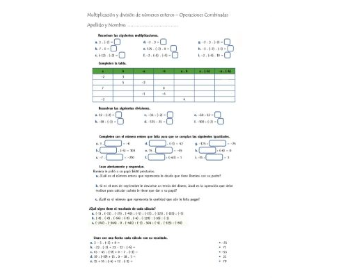 Ejercicios de multiplicación y división 2