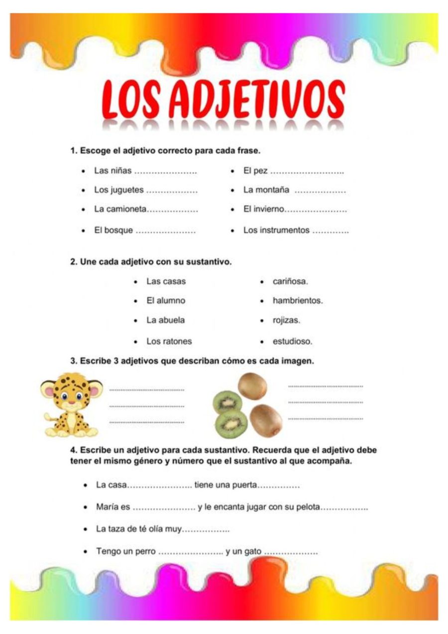 Ficha de adjetivos educación 2