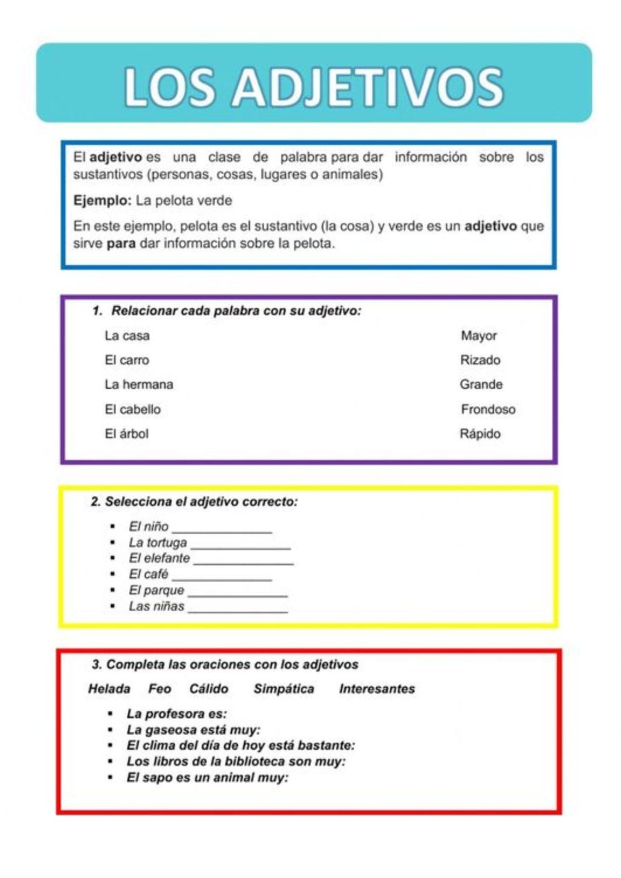 Ficha de adjetivos lengua 1