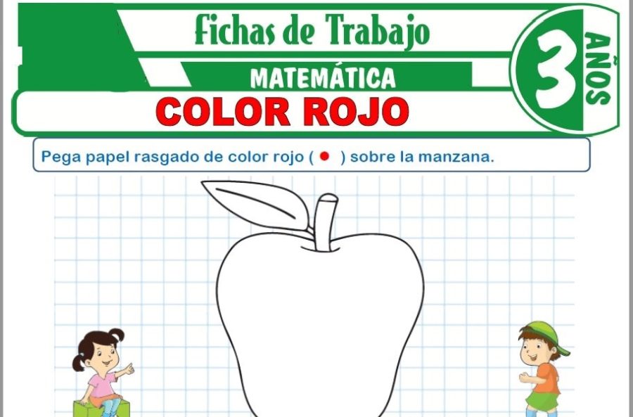 Ficha de color rojo para niños de tres años 1