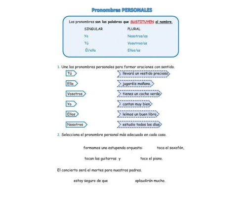 Fichas de pronombres personales