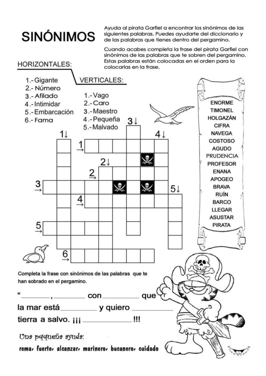 Ficha de sinónimos y antónimos actividad 1