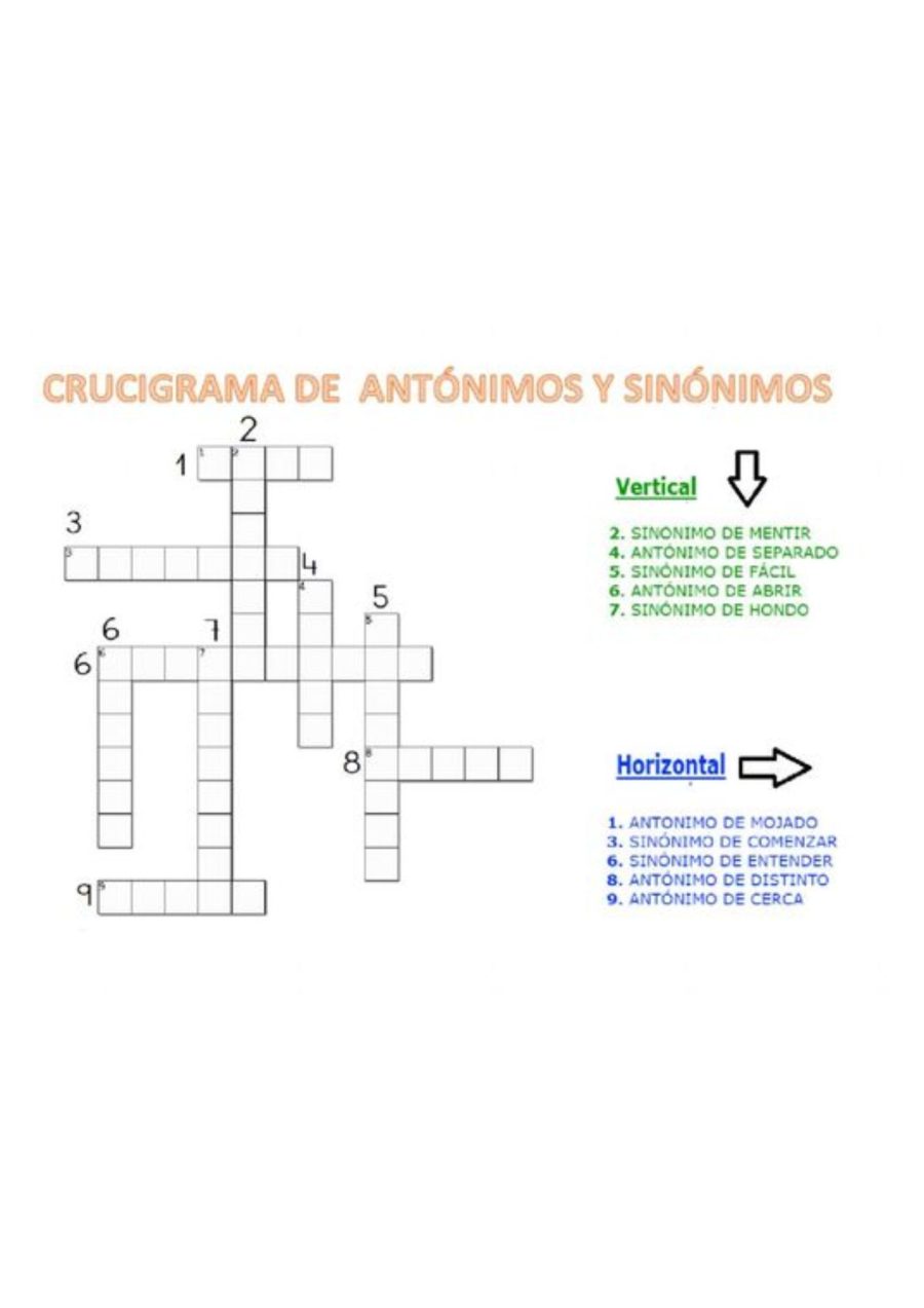 Ficha de sinónimos y antónimos actividad 3