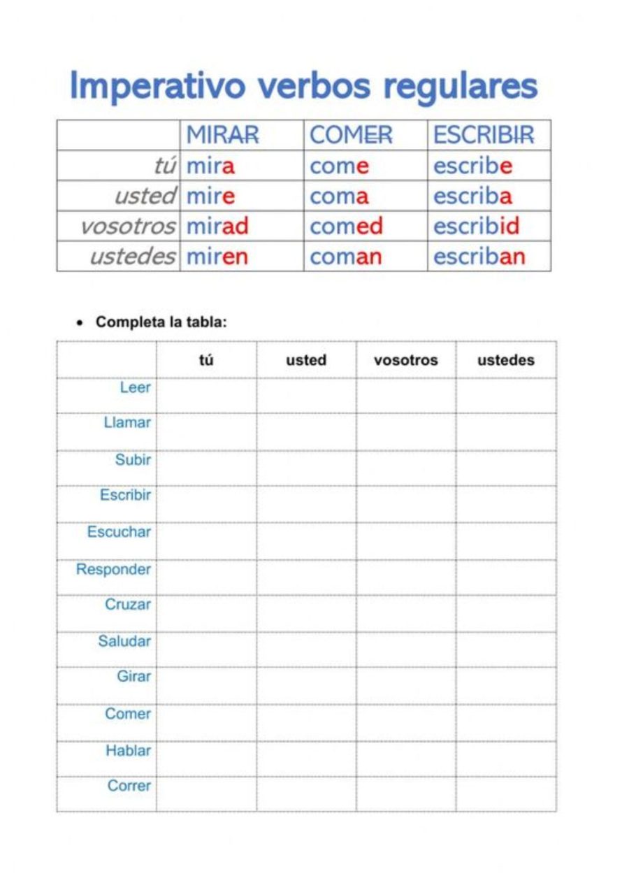 Ficha de verbos clases 3