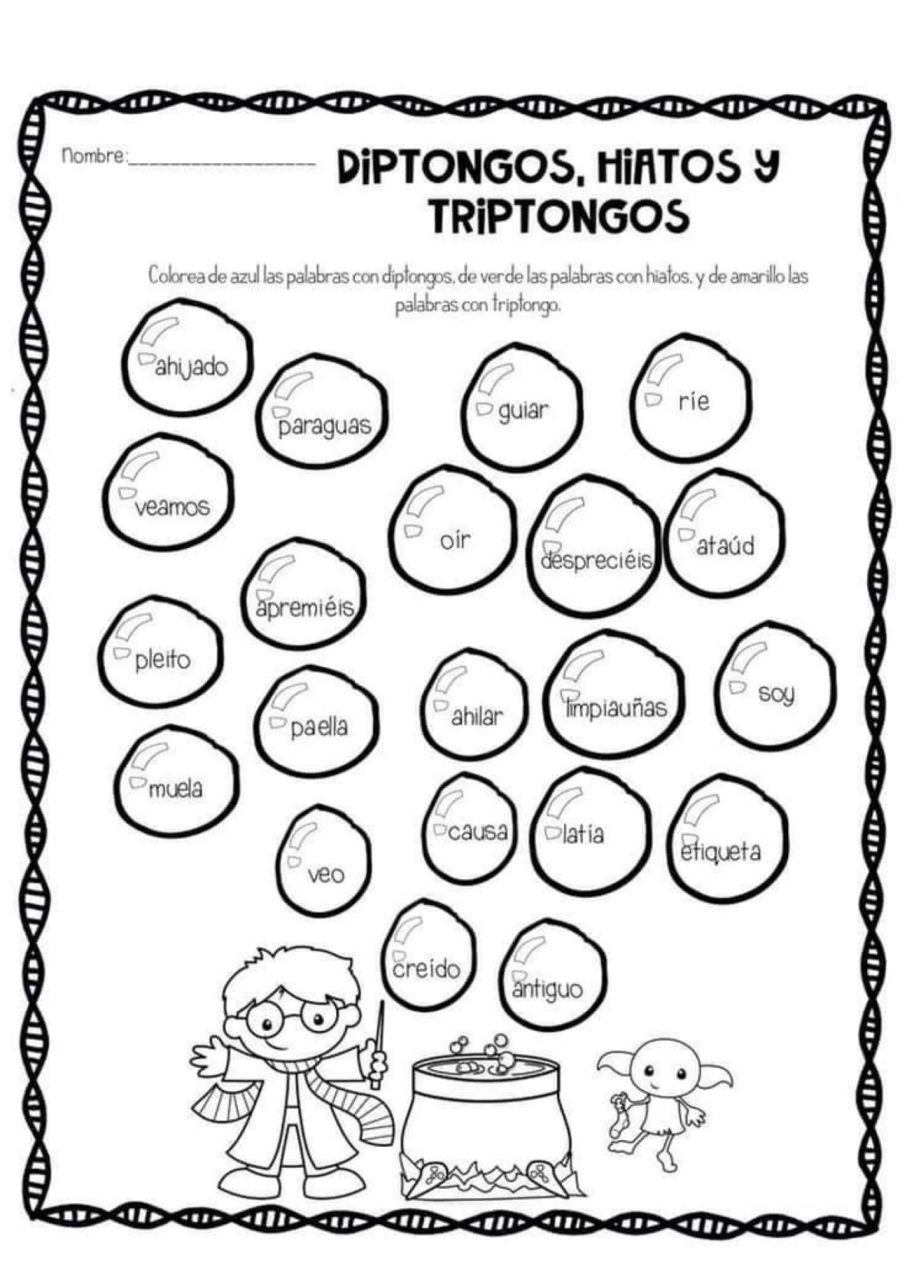 Fichas Diptongos e Hiatos Ejercicios 3