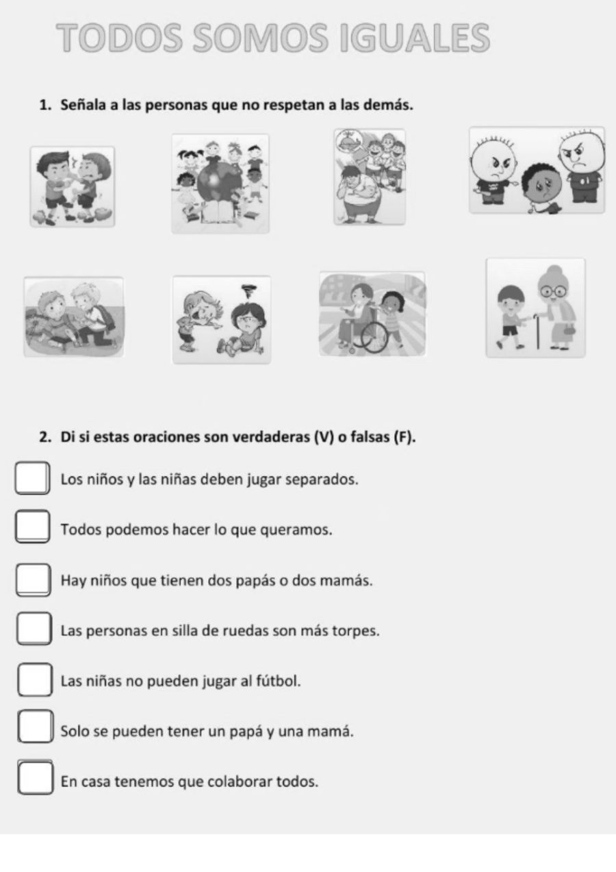 Fichas Igualdad de Genero infantil Graficas 1