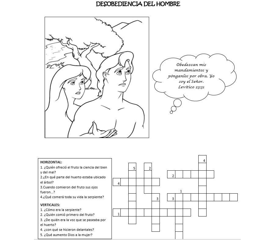 Fichas de Adán y Eva para escribir 1