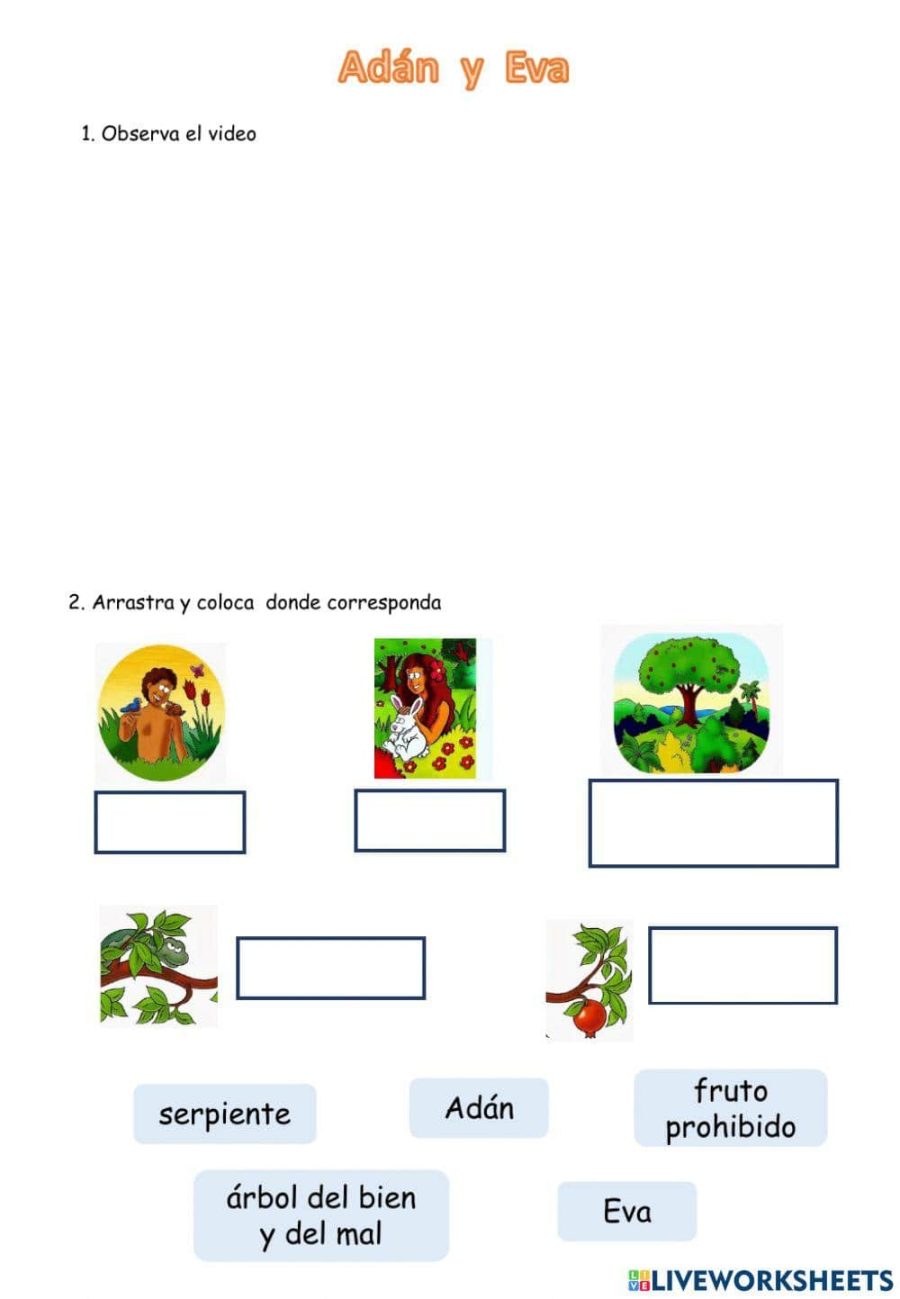 Fichas de Adán y Eva para escribir 2