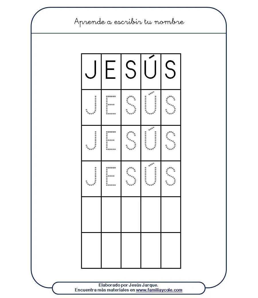 Fichas de Jesús para escribir 2