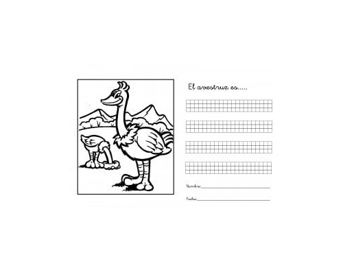 Fichas de avestruces para escribir 1