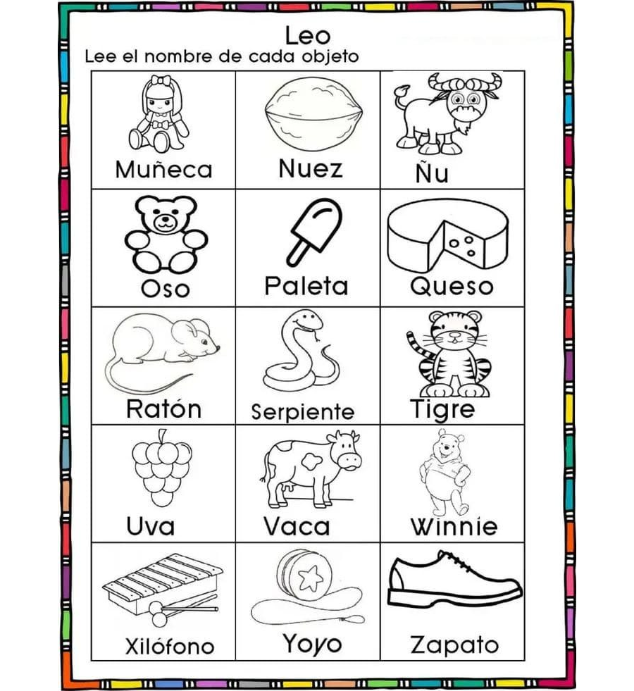 Fichas de colores para actividades de lectoescritura y gramática 3