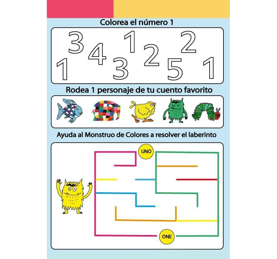 Fichas de colores para actividades de matemáticas y números 1
