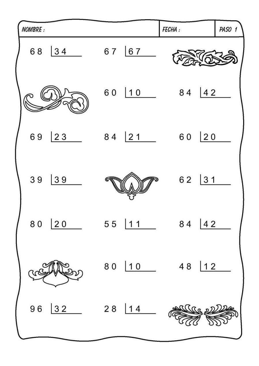 Fichas de divisiones para estudiantes de educación infantil 2