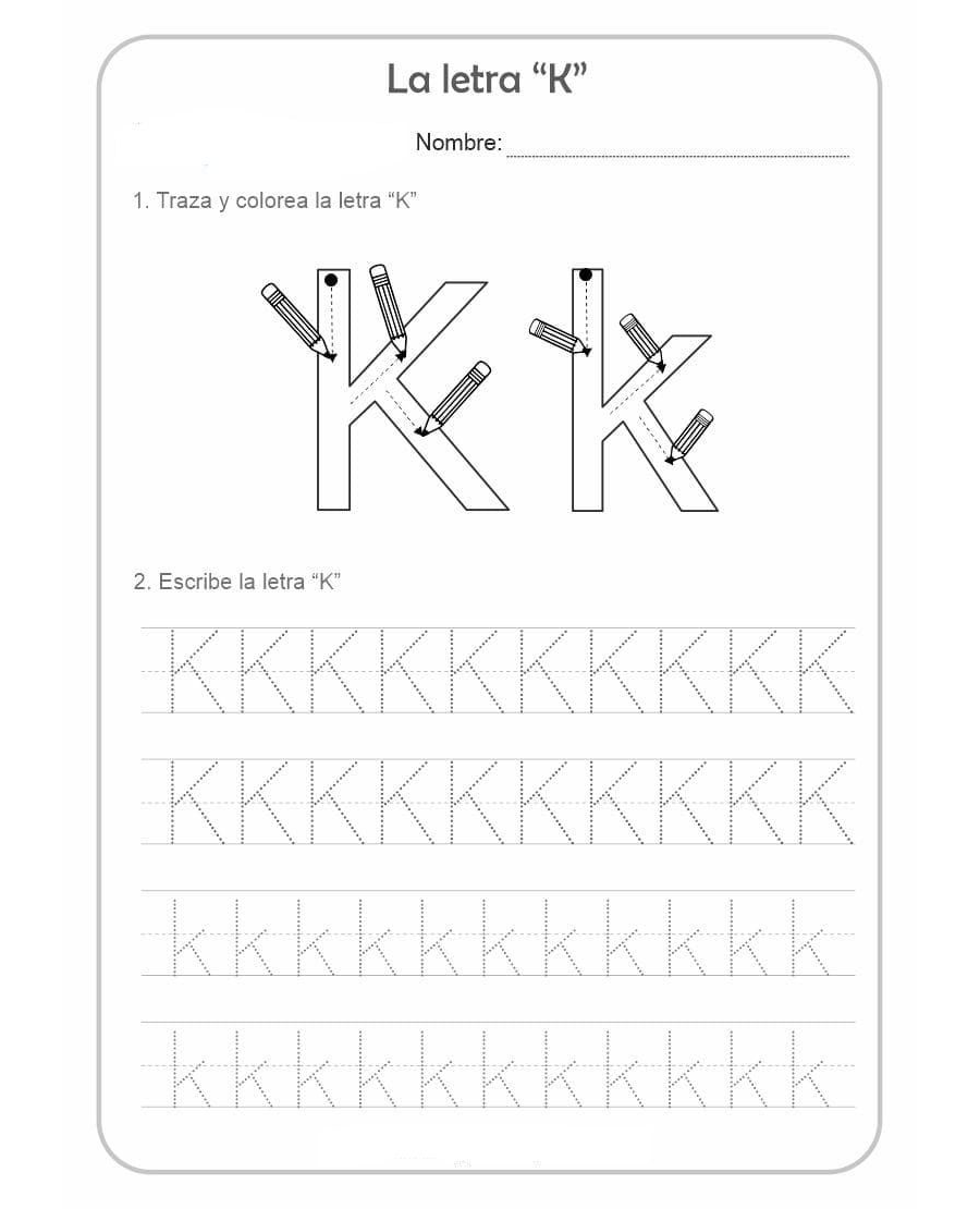 Fichas de la K para colorear 1