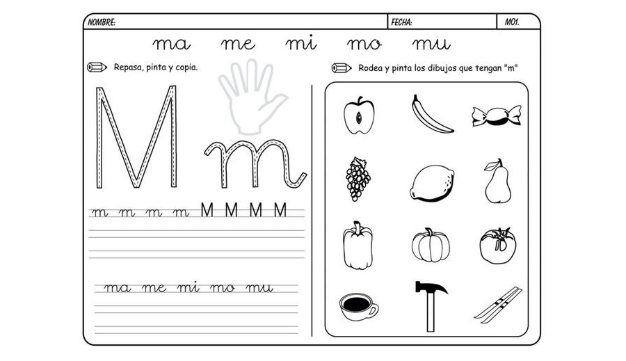 Fichas de la M para imprimir 1