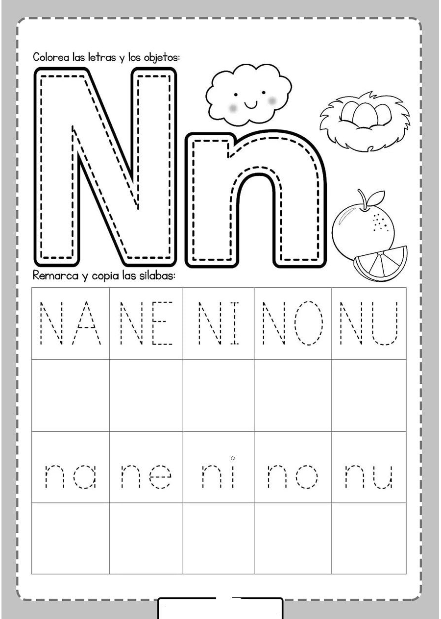 Fichas de la N para imprimir 1