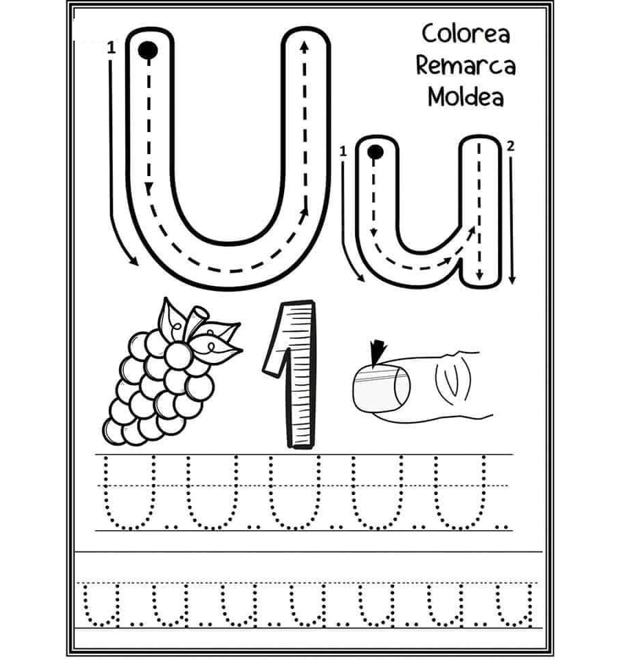 Fichas de la U para colorear 1