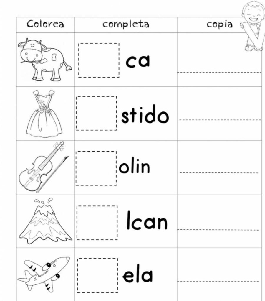 Fichas de la V para imprimir 1