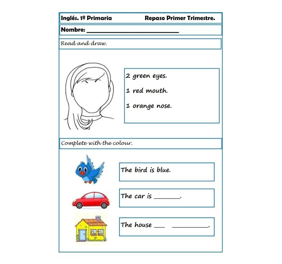 Fichas de lengua y ejercicios de inglés 3