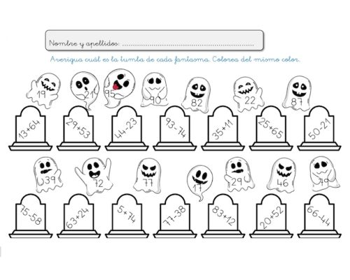 Fichas de matemáticas para Halloween 2