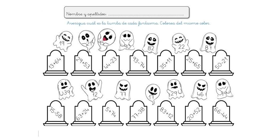 Fichas de matemáticas para Halloween 2