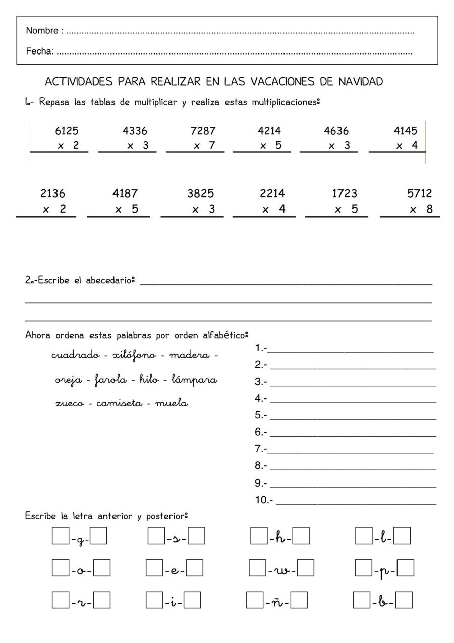 Fichas de repaso 3 primaria para matemáticas 1