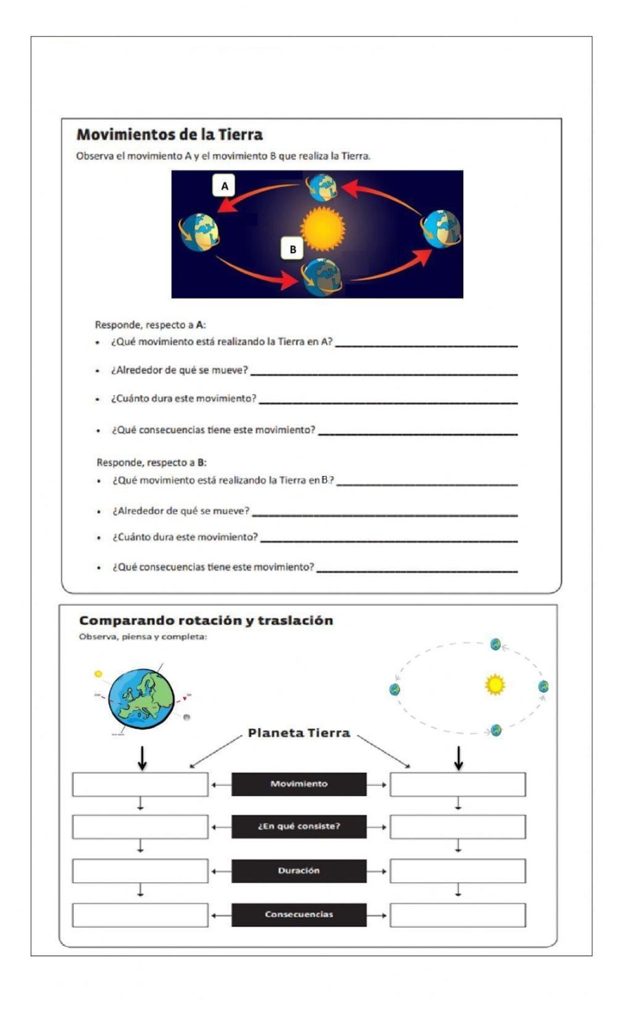 Fichas de repaso 4 primaria de Sociales 2