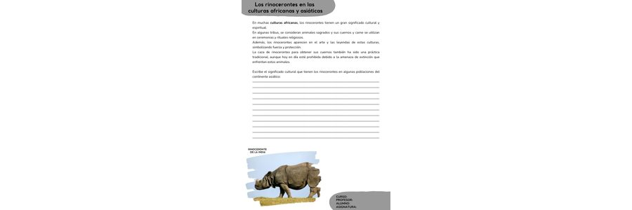 Fichas de rinocerontes para escribir 2