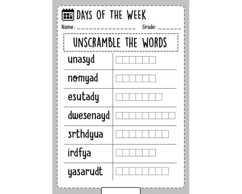 Fichas dias de la semana en ingles con vocabulario y ejercicios 2
