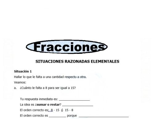 Fichas de fracciones y problemas matemáticos 1