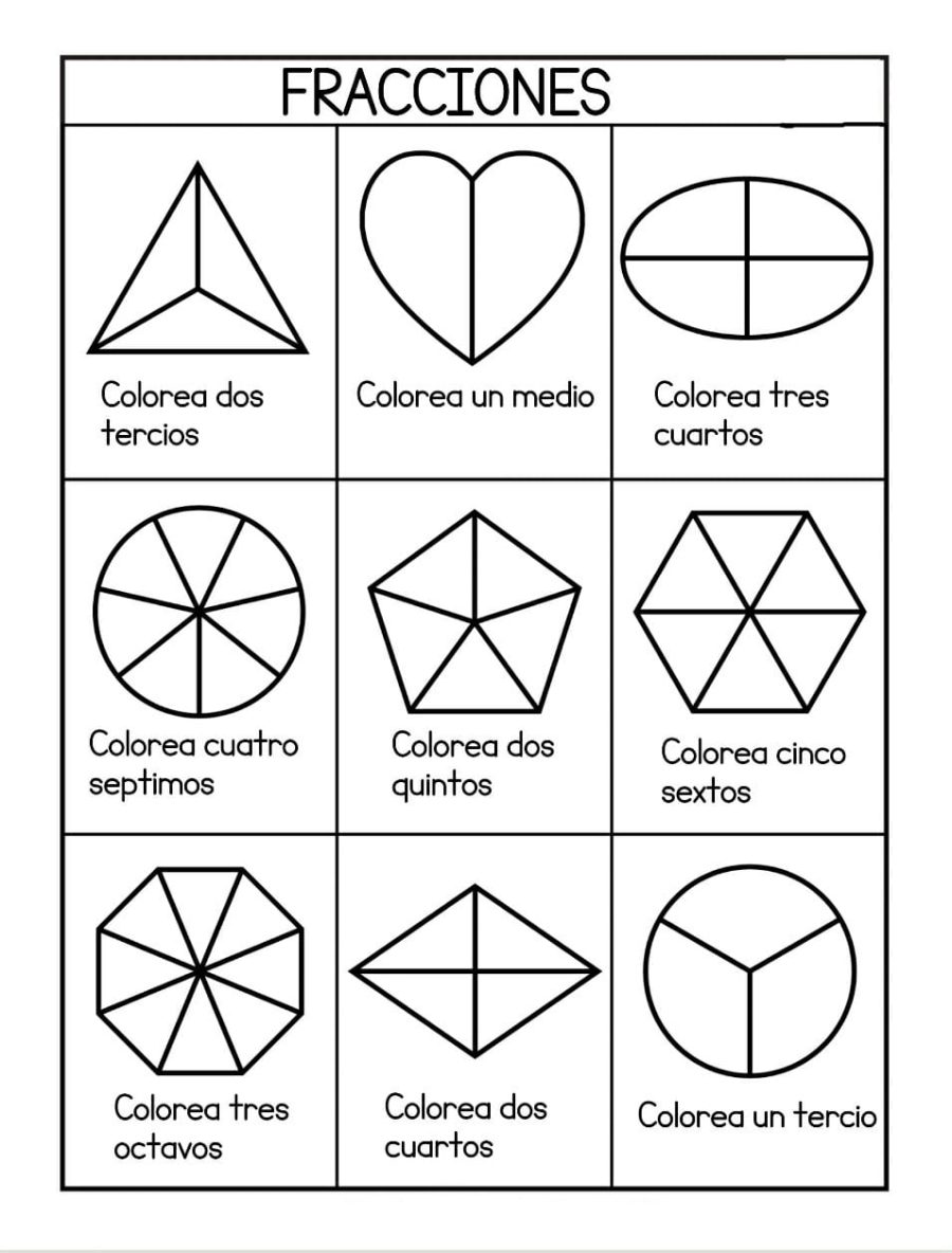 Fichas de fracciones y problemas matemáticos 3