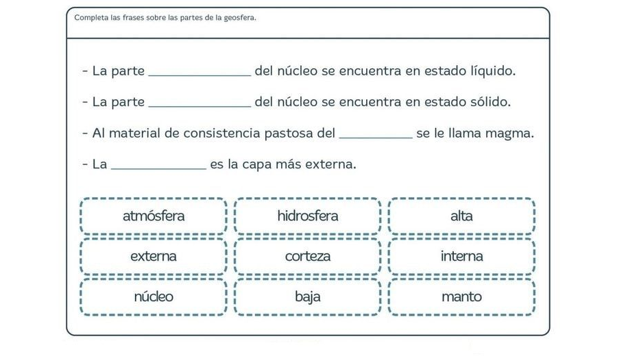 Integración de conceptos básicos de geología, química y biología en las fichas 3